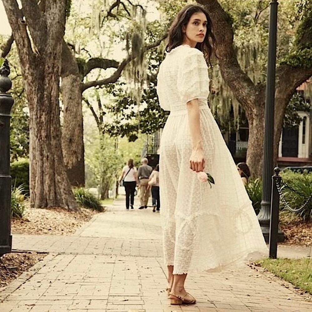 Doen Sheer White Eyelet Maxi Dress